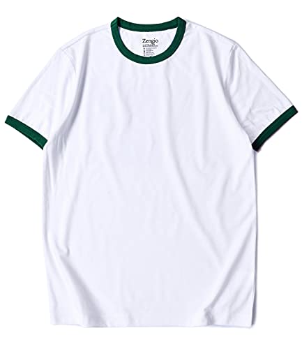 佐藤健 ABYTS RINGER NECK Tシャツ ホワイト Men's Ringer Tee Crew Neck Athletic T Shirts Short Sleeve